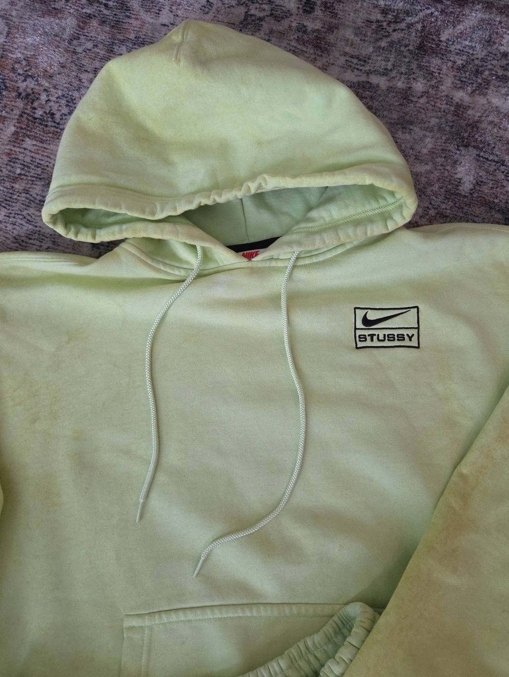 Nike Stussy Collab Garment Dyed Fluorescent Sweatsuit Sz M Oversized Fit